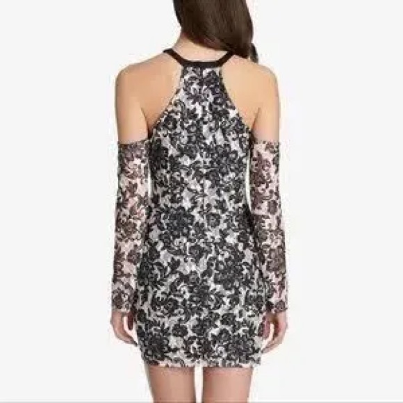NWOT Guess Cold Shoulder Black and White Lace Dress - Picture 2 of 4